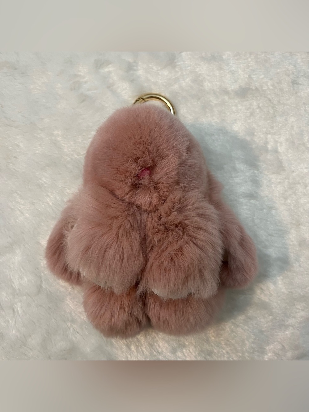 Fluffy Pink Bunny Rabbit Keychain Faux Fur Pom Pom Bag Charm Key
